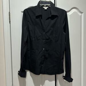 Janeville 14 black long sleeve  French cuff rhinestones nwot cotton spandex